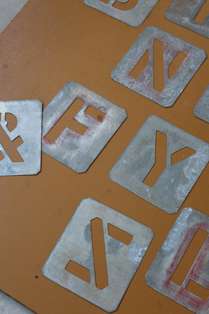 Set Vintage Metal Letter Stencils - Kernow Furniture