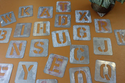 Set Vintage Metal Letter Stencils - Kernow Furniture