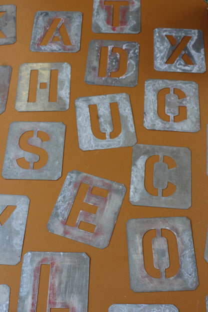 Set Vintage Metal Letter Stencils - Kernow Furniture