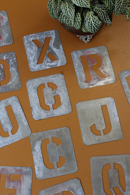 Set Vintage Metal Letter Stencils - Kernow Furniture