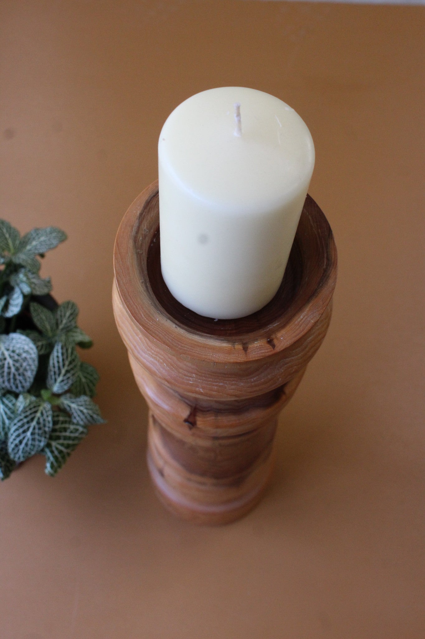 Large Turned Yew Wood Candle Holder - Kernow Furniture