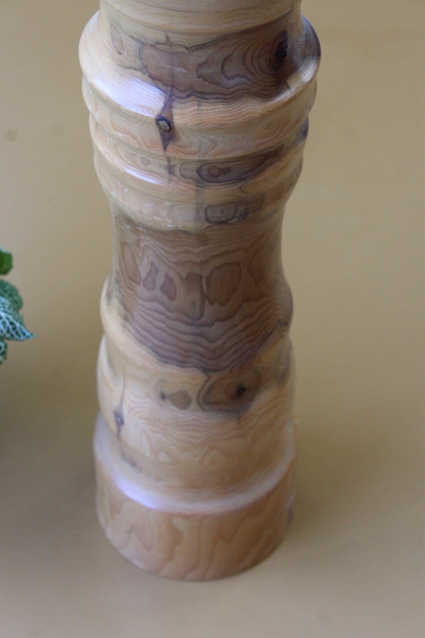 Large Turned Yew Wood Candle Holder - Kernow Furniture