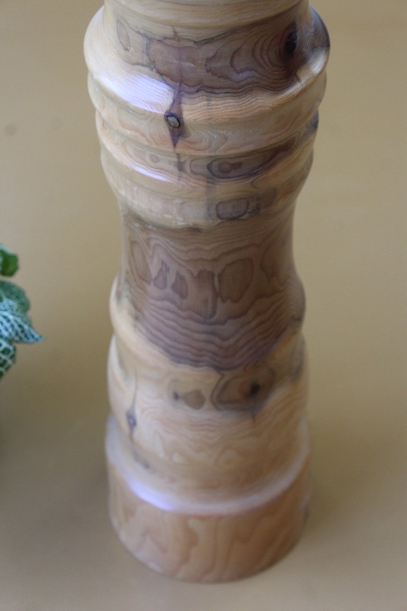 Large Turned Yew Wood Candle Holder - Kernow Furniture