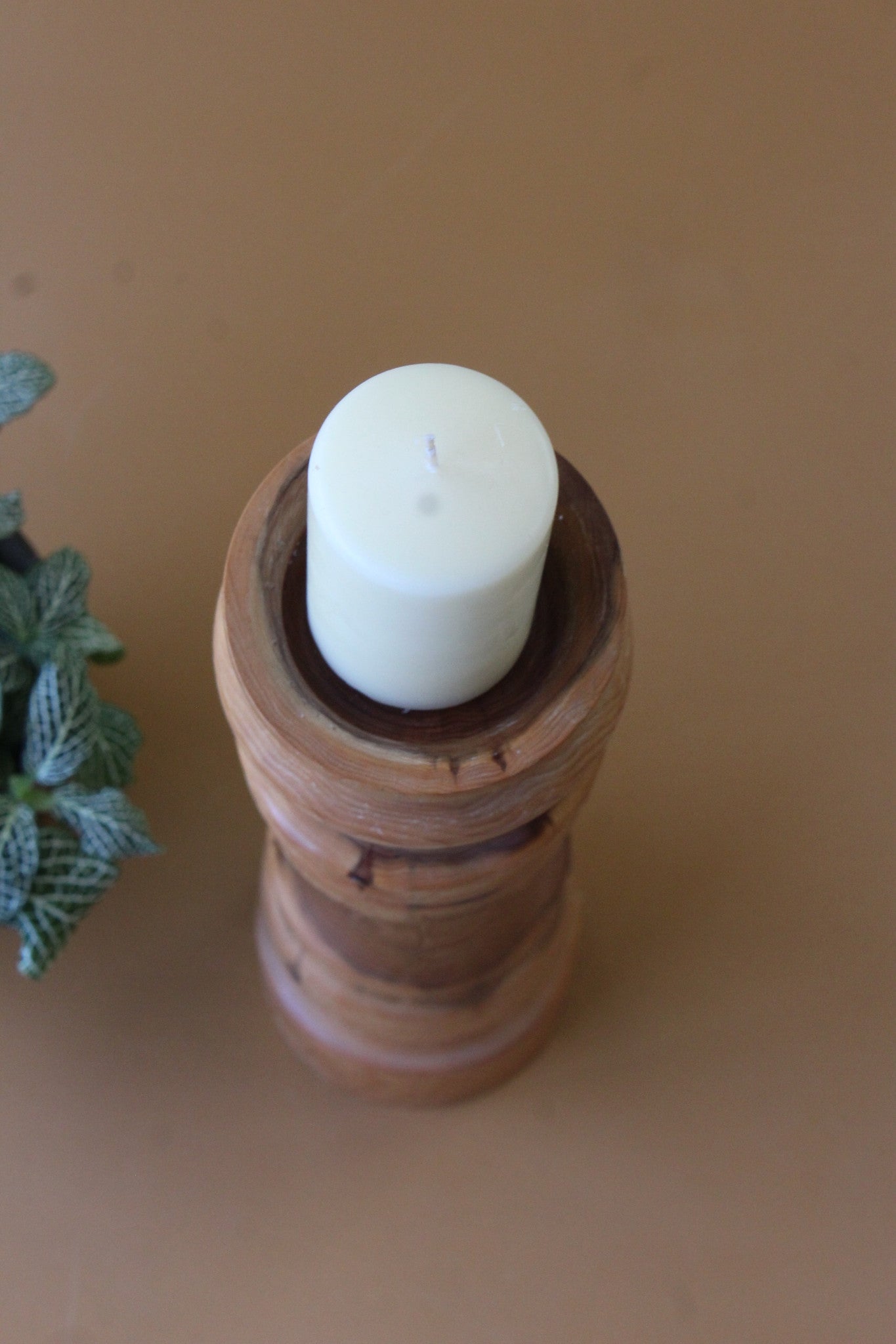 Large Turned Yew Wood Candle Holder - Kernow Furniture