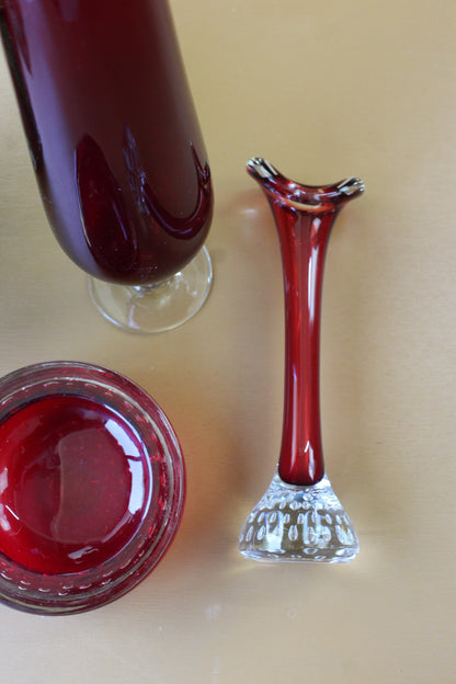 Retro Red Glass - 3 Pieces - Kernow Furniture