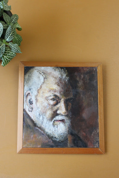 Oil On Board Portrait of Old Man Framed - Kernow Furniture