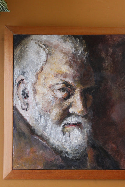 Oil On Board Portrait of Old Man Framed - Kernow Furniture