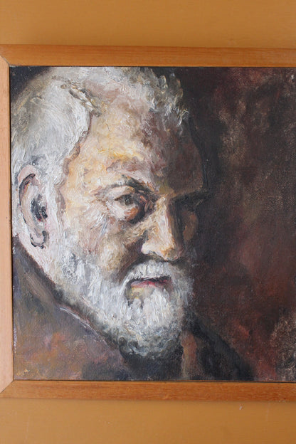 Oil On Board Portrait of Old Man Framed - Kernow Furniture