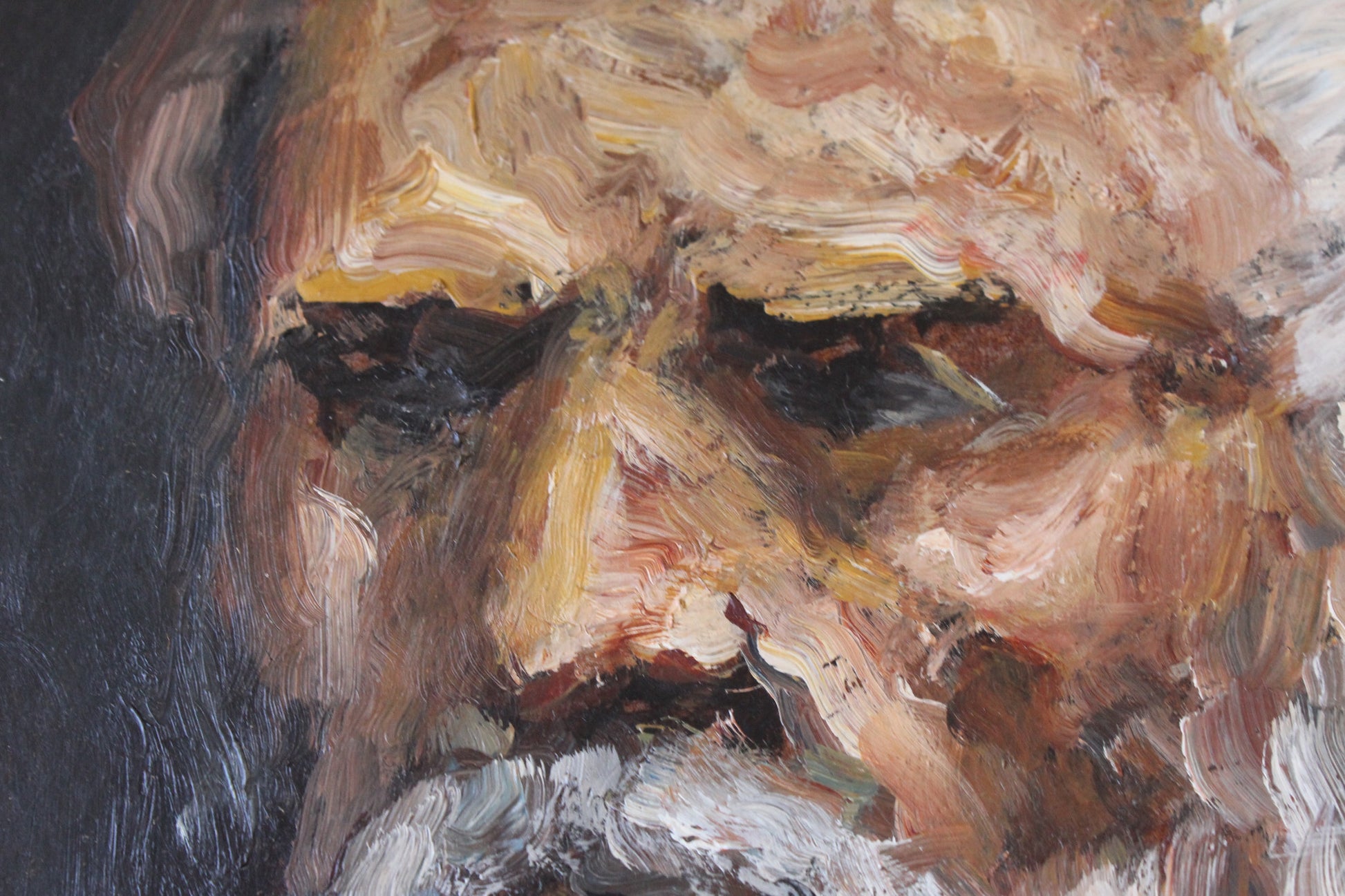 Oil On Board Portrait of Old Man Unframed - Kernow Furniture