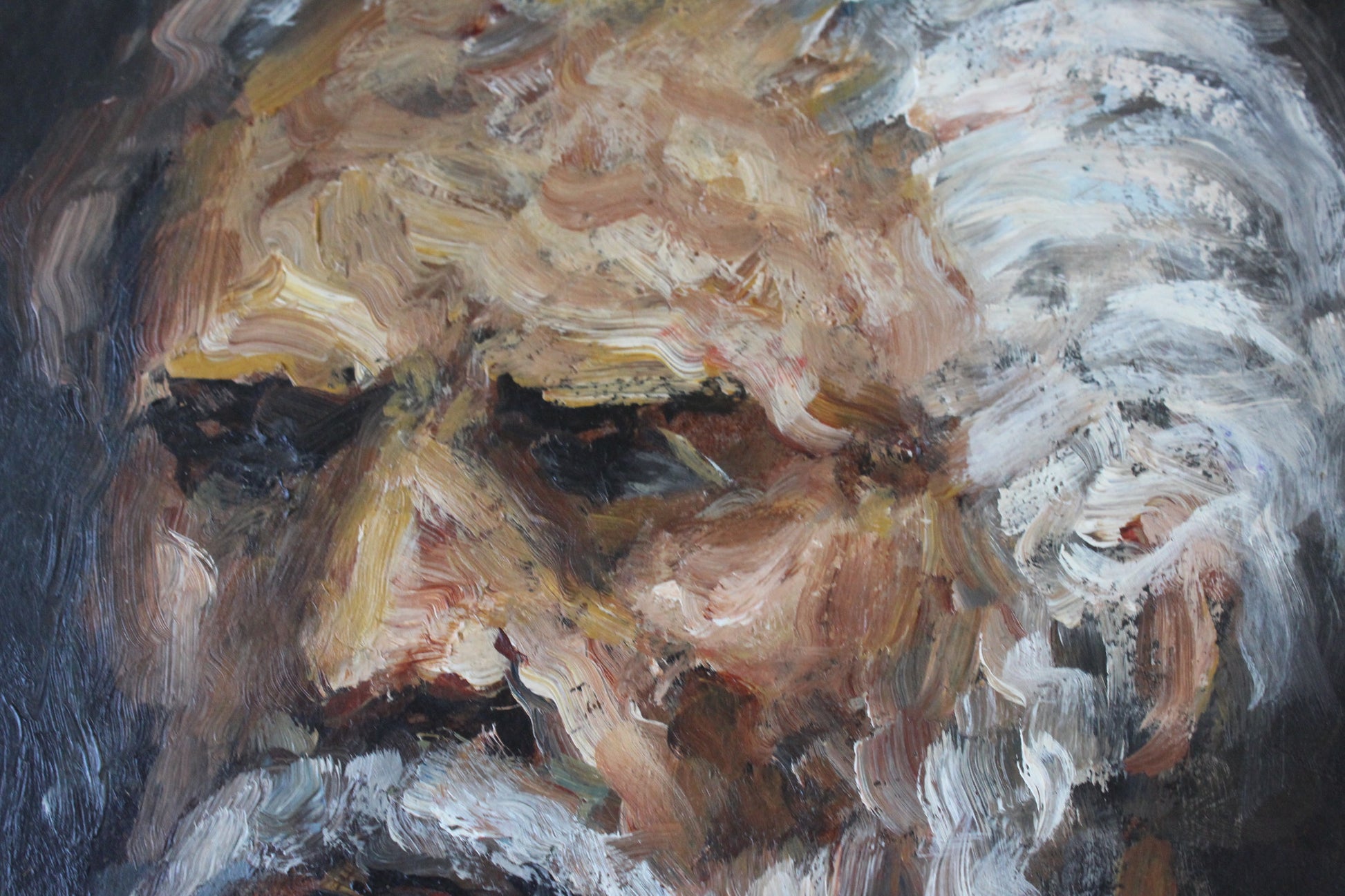 Oil On Board Portrait of Old Man Unframed - Kernow Furniture