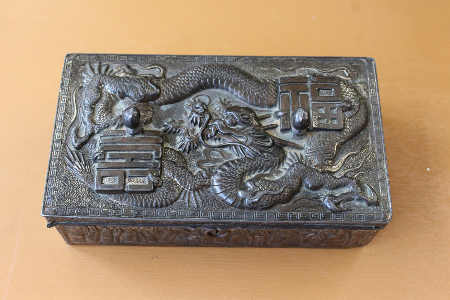 Chinese rectangular Spelter Box - Kernow Furniture