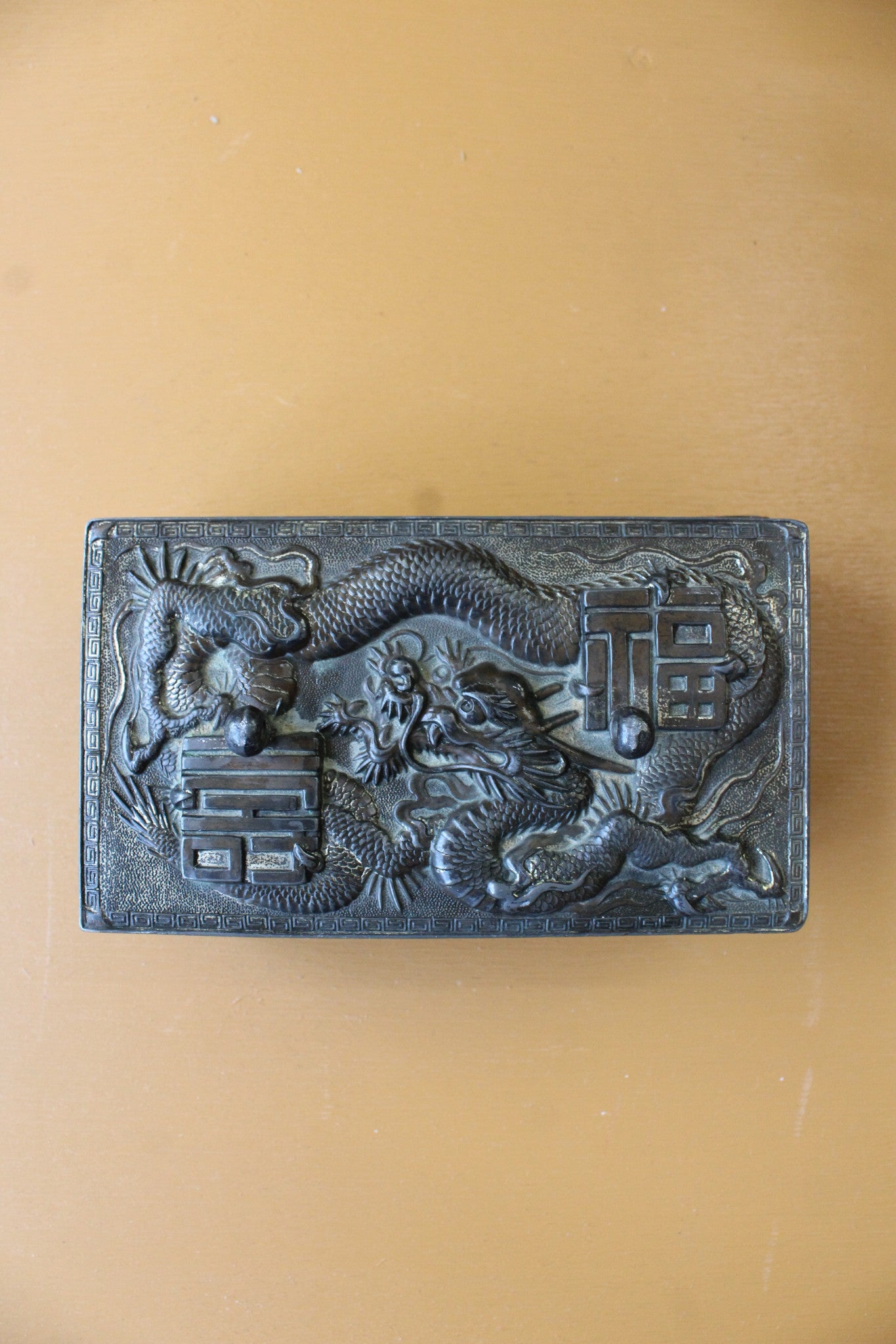 Chinese rectangular Spelter Box - Kernow Furniture