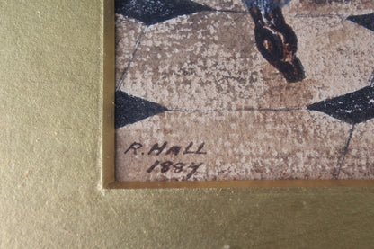 Pair Antique Watercolours - R Hall - Connoisseurs - Kernow Furniture