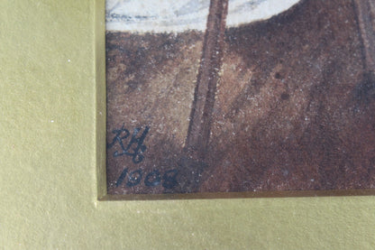 Pair Antique Watercolours - R Hall - Connoisseurs - Kernow Furniture