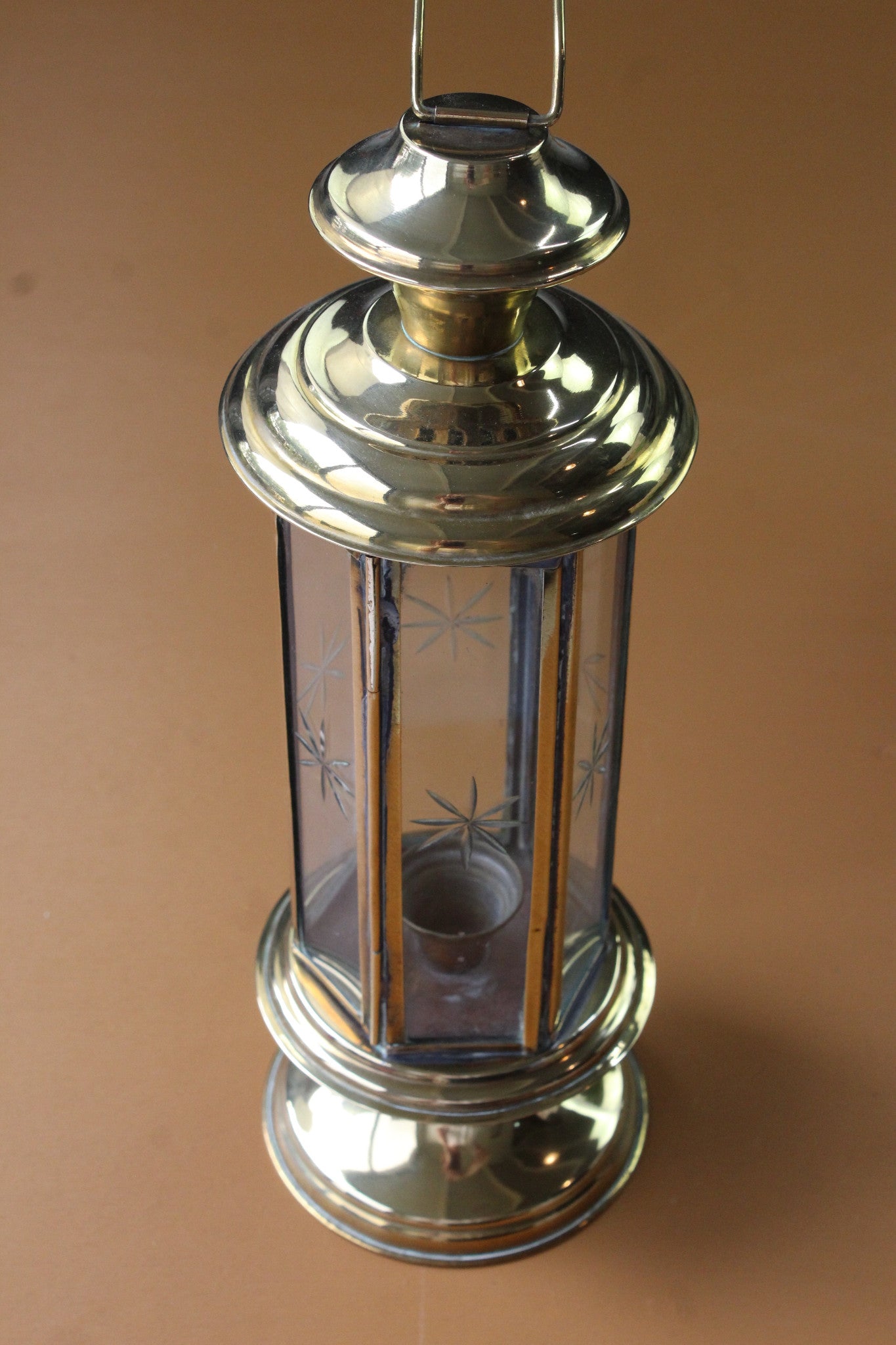 Vintage Brass Candle Lantern - Kernow Furniture