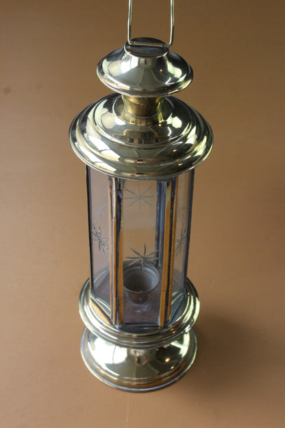 Vintage Brass Candle Lantern - Kernow Furniture