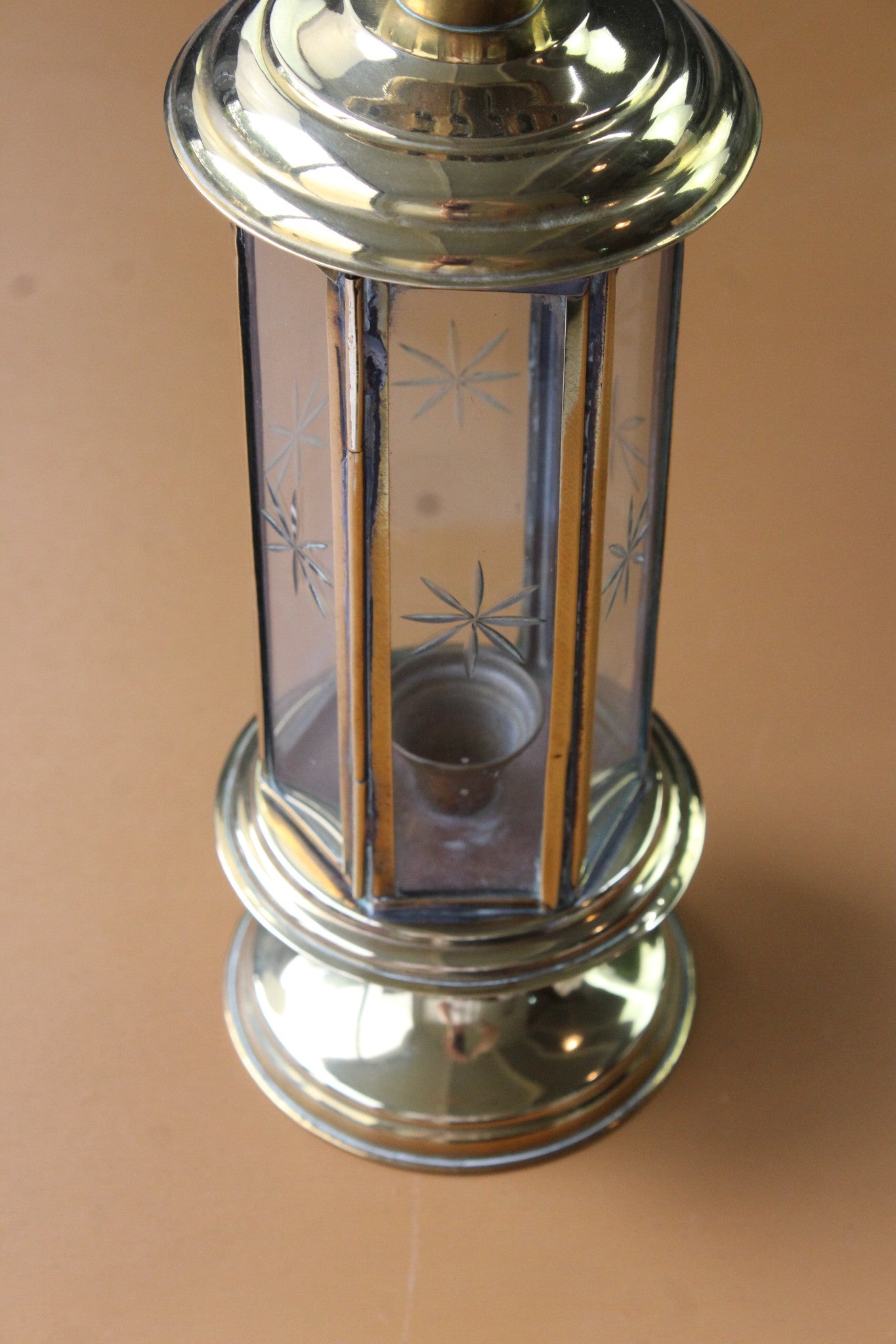 Vintage Brass Candle Lantern - Kernow Furniture