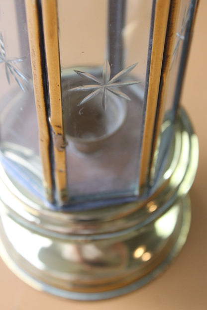 Vintage Brass Candle Lantern - Kernow Furniture