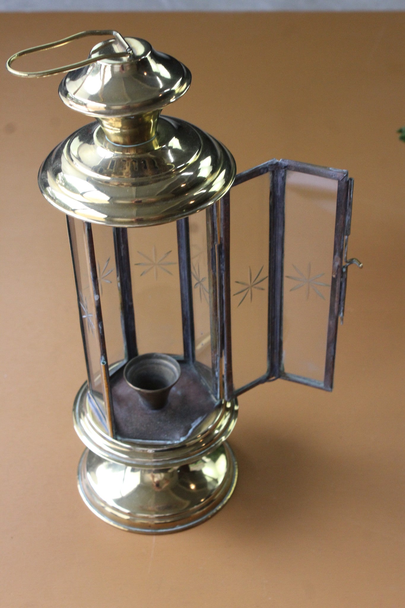Vintage Brass Candle Lantern - Kernow Furniture