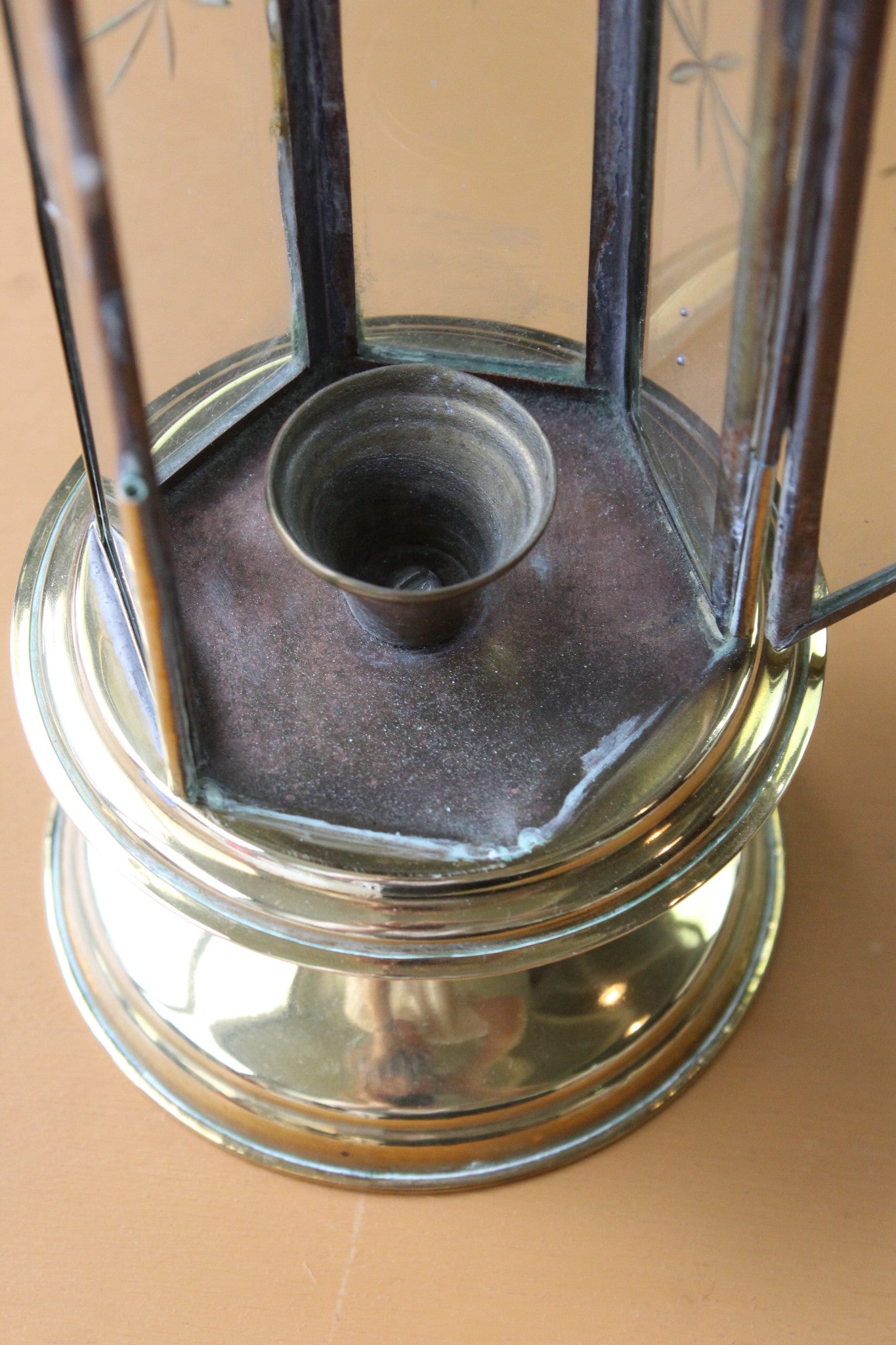 Vintage Brass Candle Lantern - Kernow Furniture