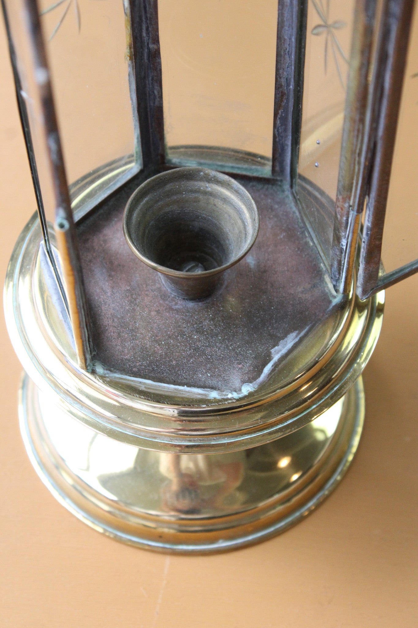 Vintage Brass Candle Lantern - Kernow Furniture