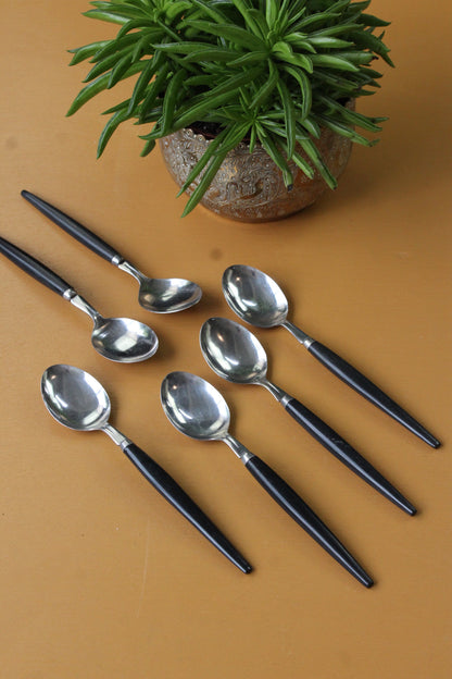 Set 6 Retro Black Handle Spoons - Kernow Furniture