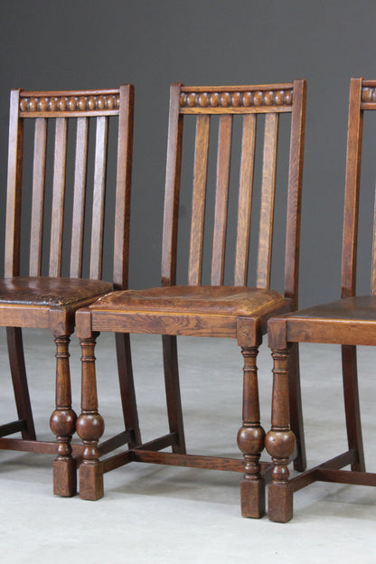 Set 4 Early 20th Century Oak Dining Chairs - Kernow Furniture