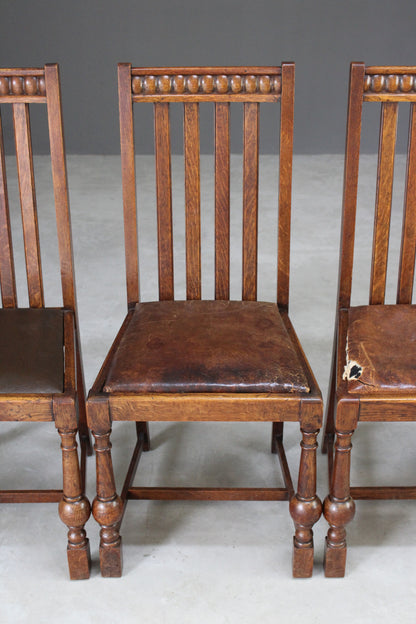 Set 4 Early 20th Century Oak Dining Chairs - Kernow Furniture