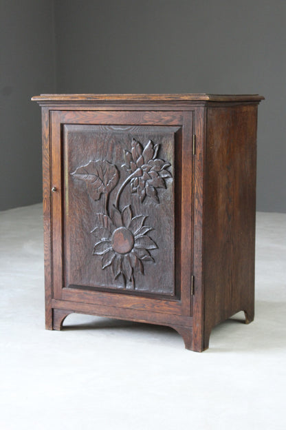 Carved Oak Single Cupboard - Kernow Furniture