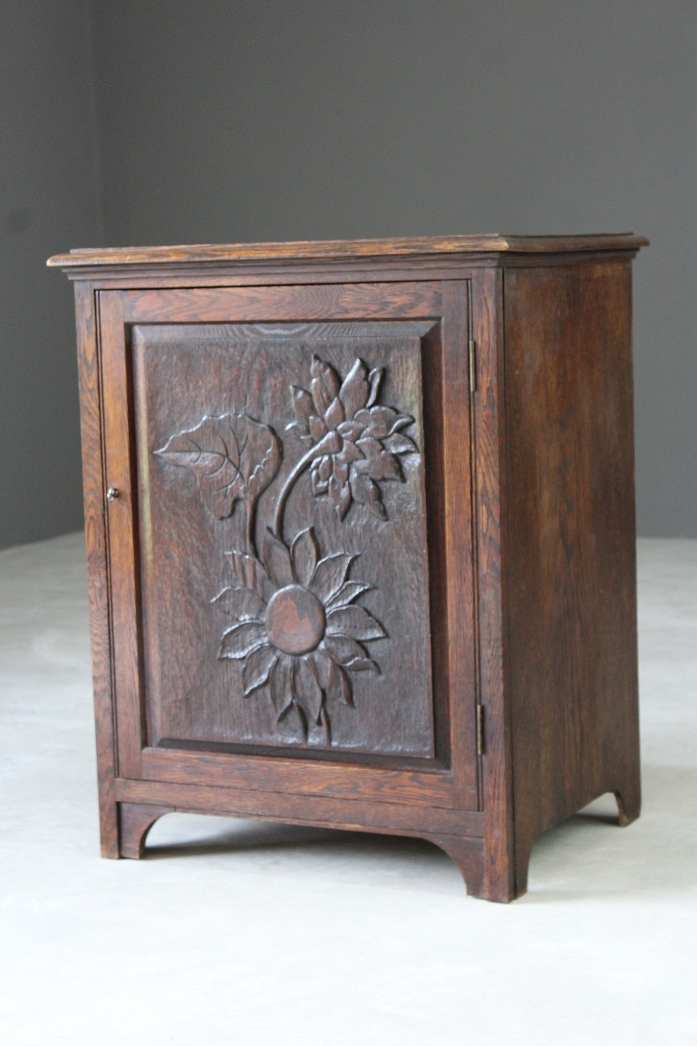 Carved Oak Single Cupboard - Kernow Furniture