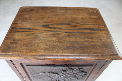 Carved Oak Single Cupboard - Kernow Furniture