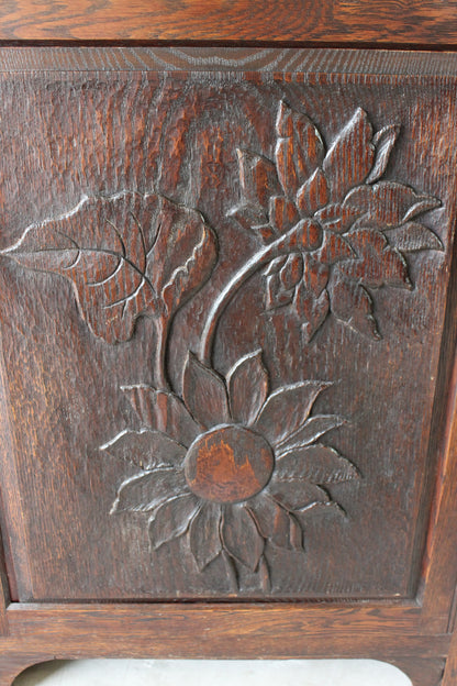 Carved Oak Single Cupboard - Kernow Furniture