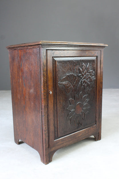 Carved Oak Single Cupboard - Kernow Furniture