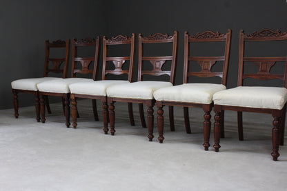 Set 6 Victorian Walnut Dining Chairs - Kernow Furniture