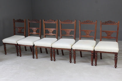 Set 6 Victorian Walnut Dining Chairs - Kernow Furniture