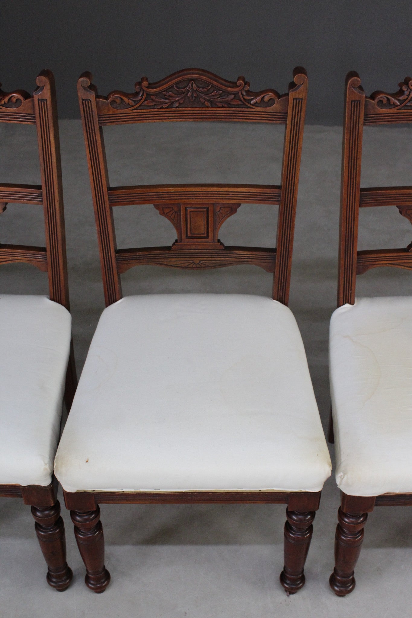 Set 6 Victorian Walnut Dining Chairs - Kernow Furniture