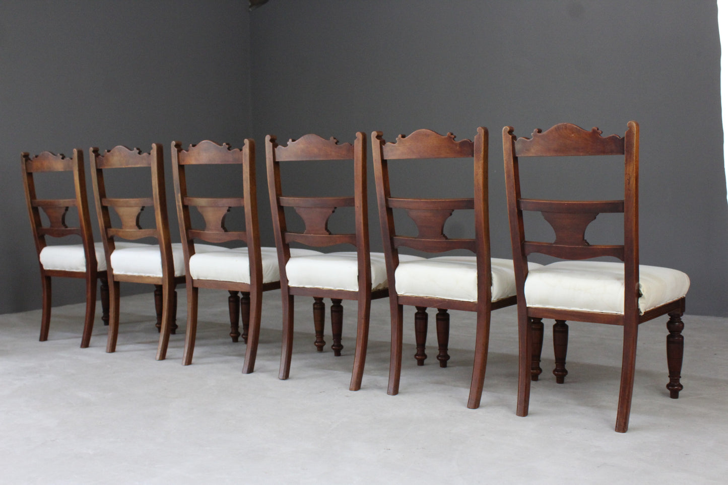 Set 6 Victorian Walnut Dining Chairs - Kernow Furniture