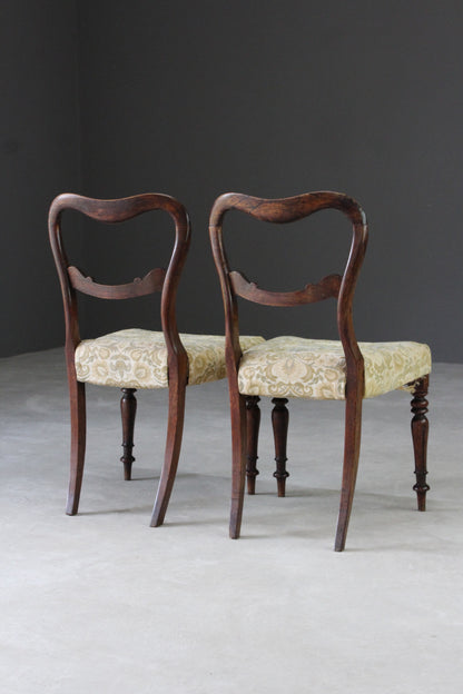 Pair Antique Victorian Rosewood Dining Chairs - Kernow Furniture