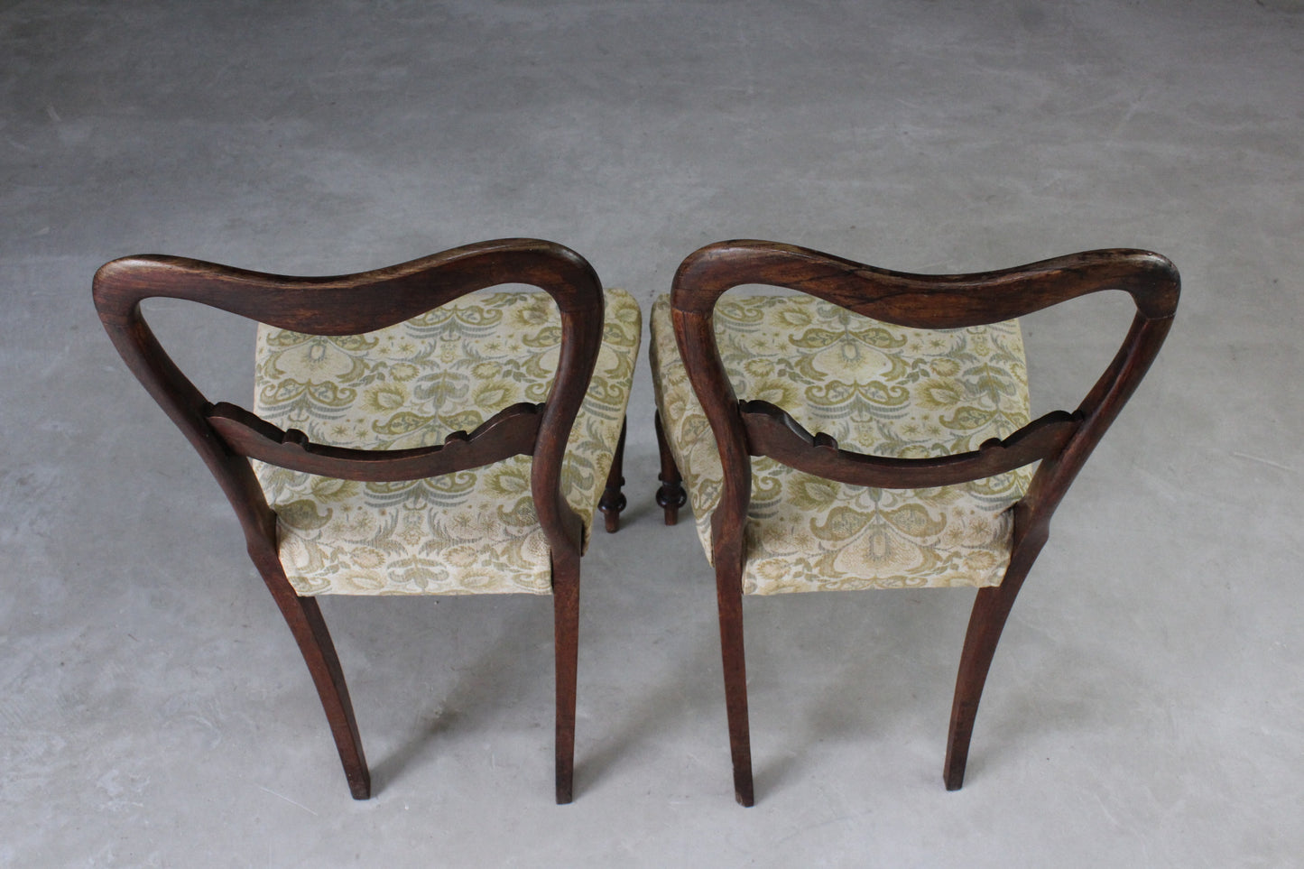 Pair Antique Victorian Rosewood Dining Chairs - Kernow Furniture