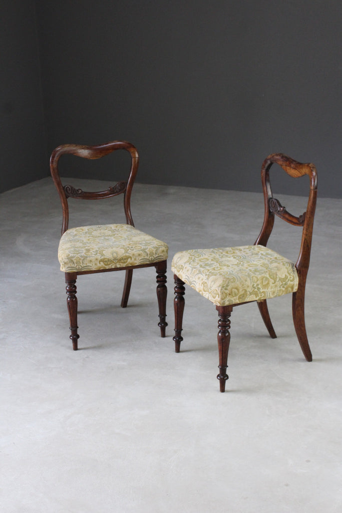 Pair Antique Victorian Rosewood Dining Chairs - Kernow Furniture