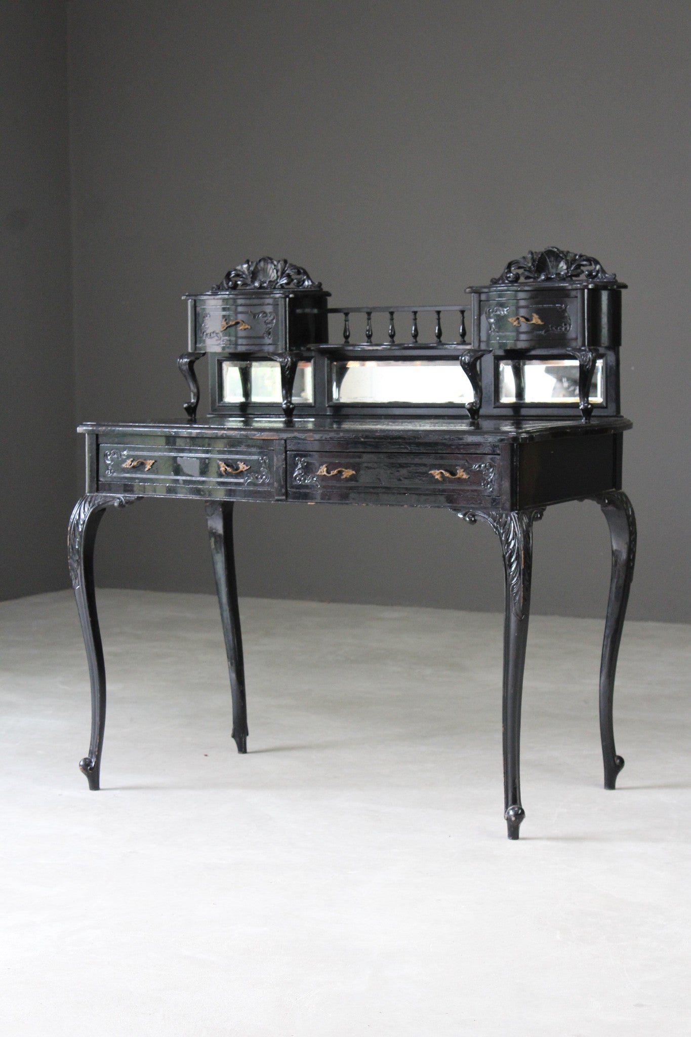 Antique French Black Desk - Kernow Furniture