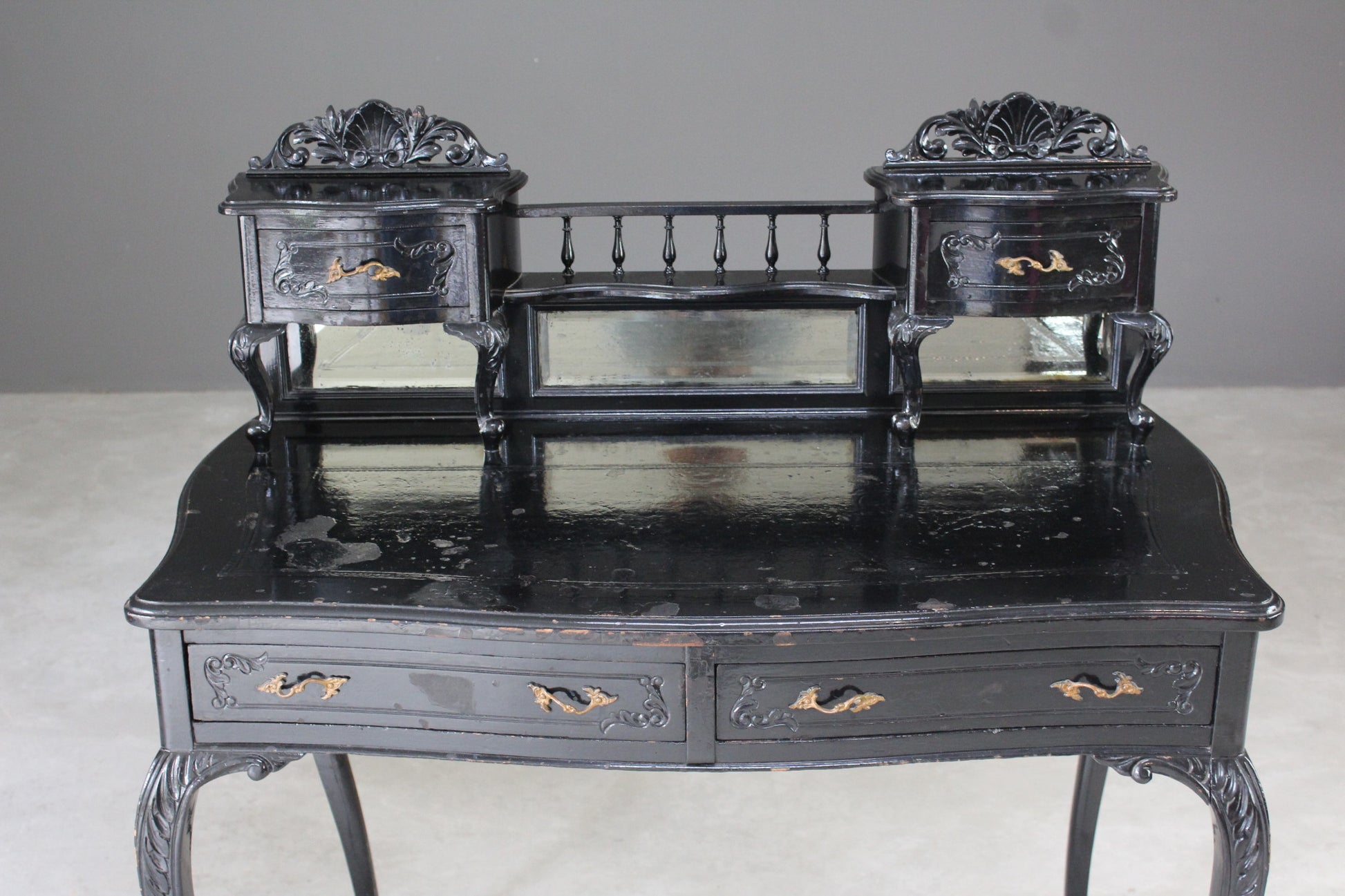 Antique French Black Desk - Kernow Furniture