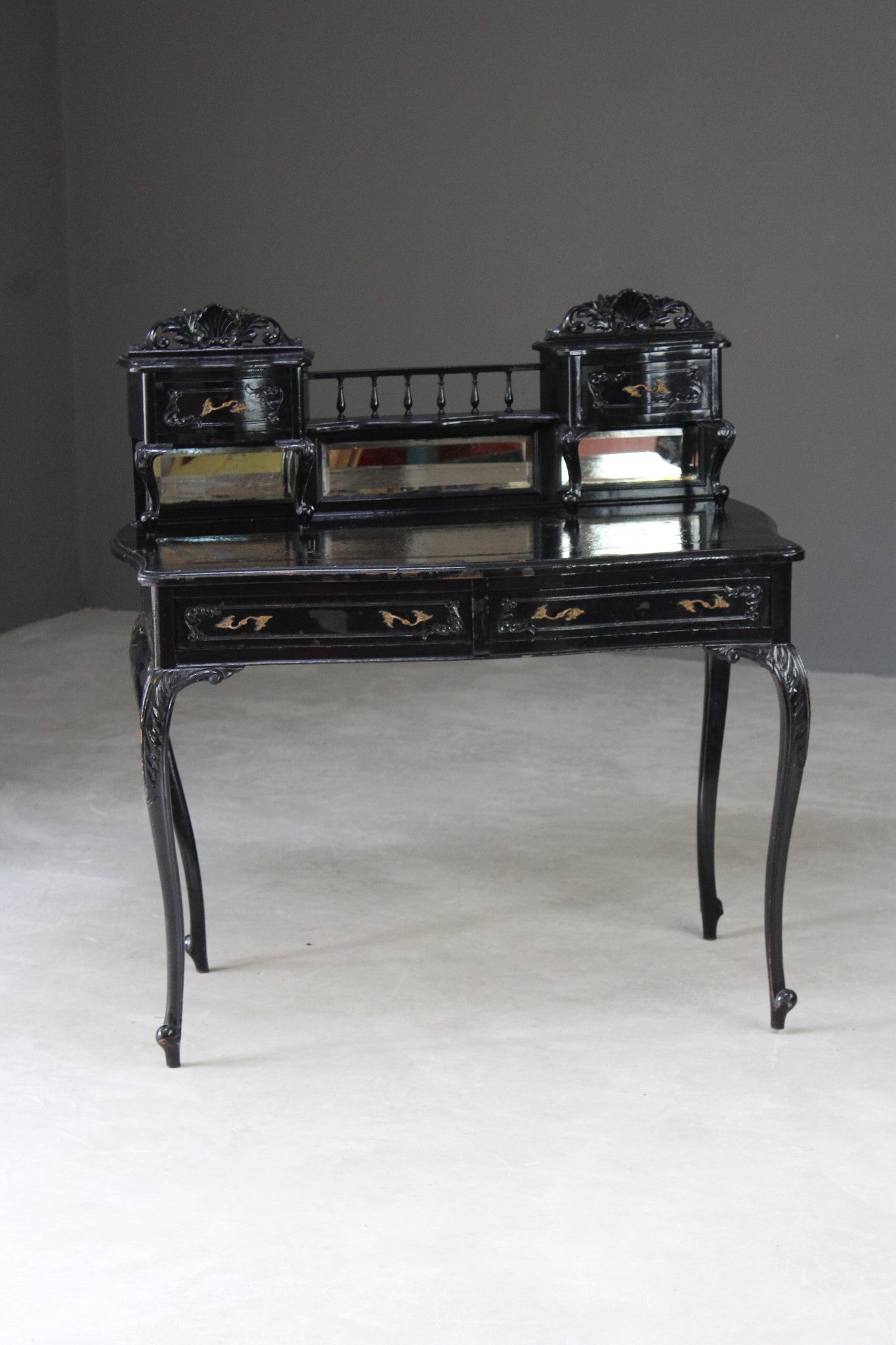 Antique French Black Desk - Kernow Furniture