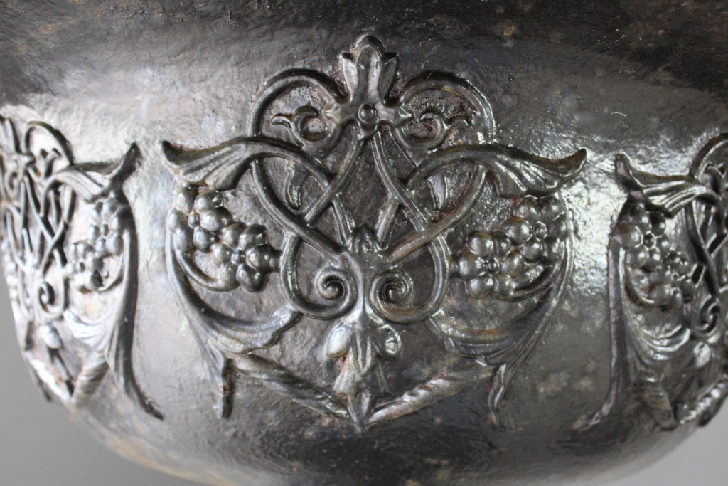 Pair Large Antique Victorian Cast Iron Garden Urns - Kernow Furniture