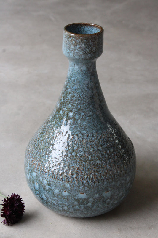 Blue Retro Glazed Vase - Kernow Furniture