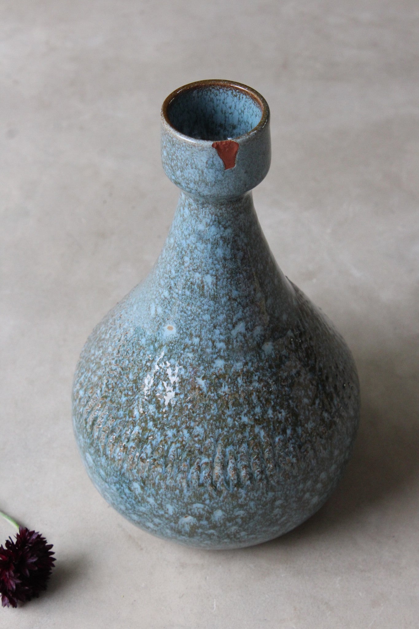 Blue Retro Glazed Vase - Kernow Furniture