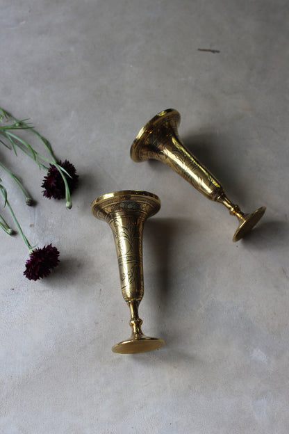 Pair Eastern Brass Vase - Kernow Furniture