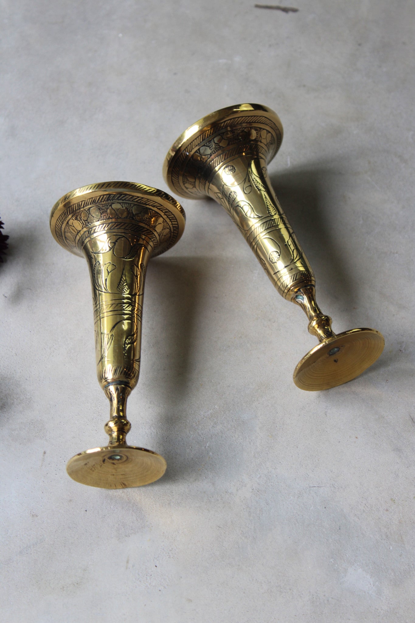 Pair Eastern Brass Vase - Kernow Furniture