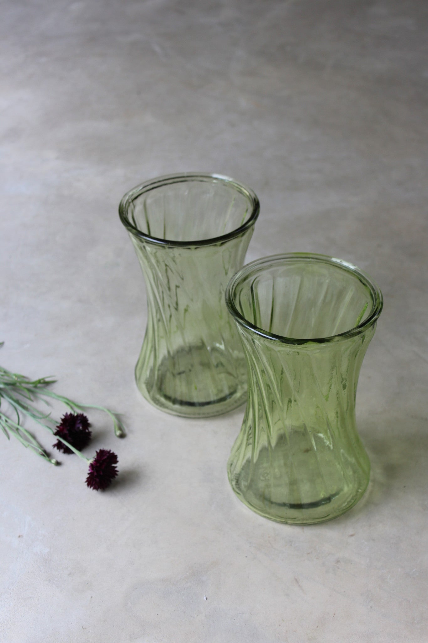 Pair Large Green Tint Glass Vase - Kernow Furniture