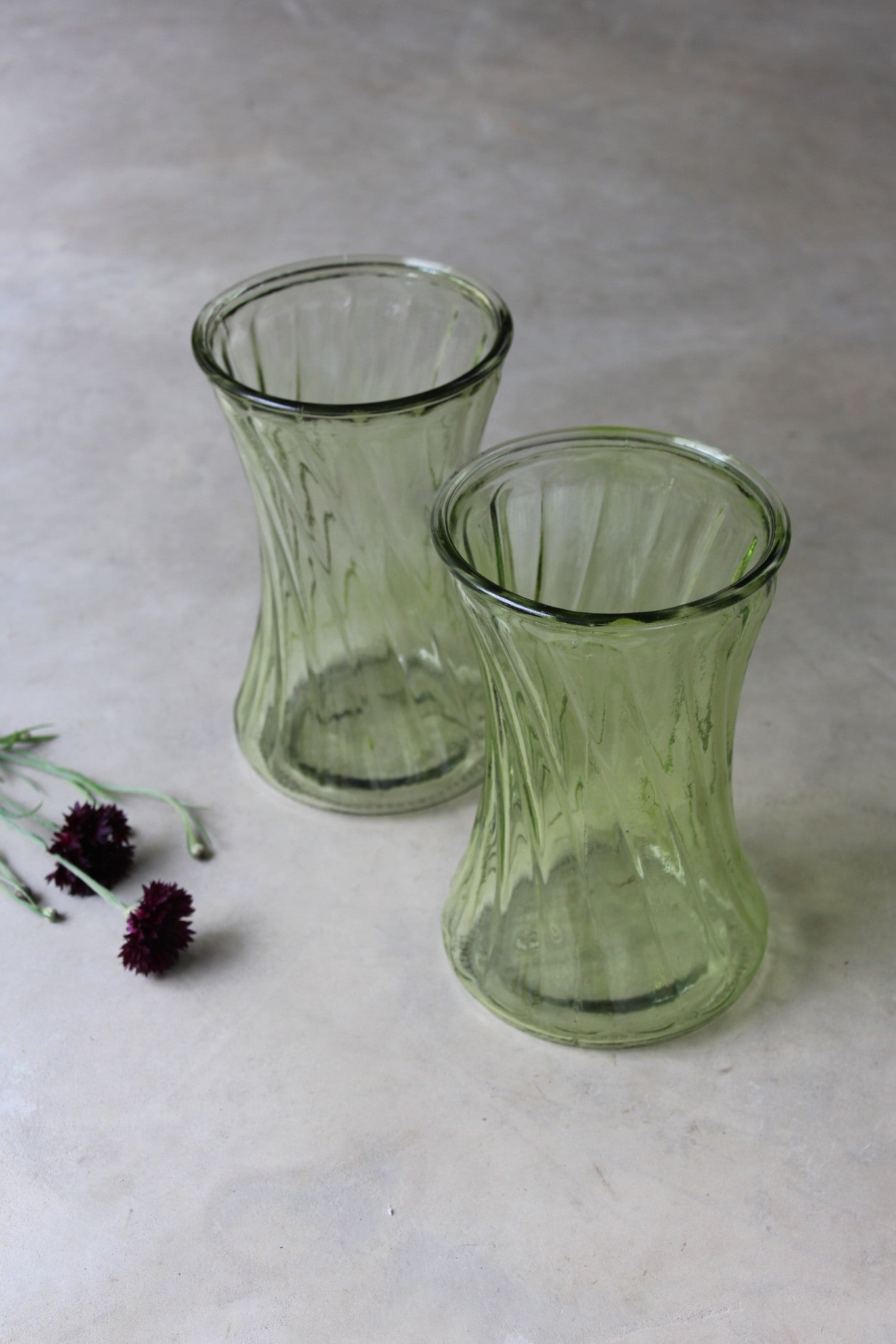 Pair Large Green Tint Glass Vase - Kernow Furniture